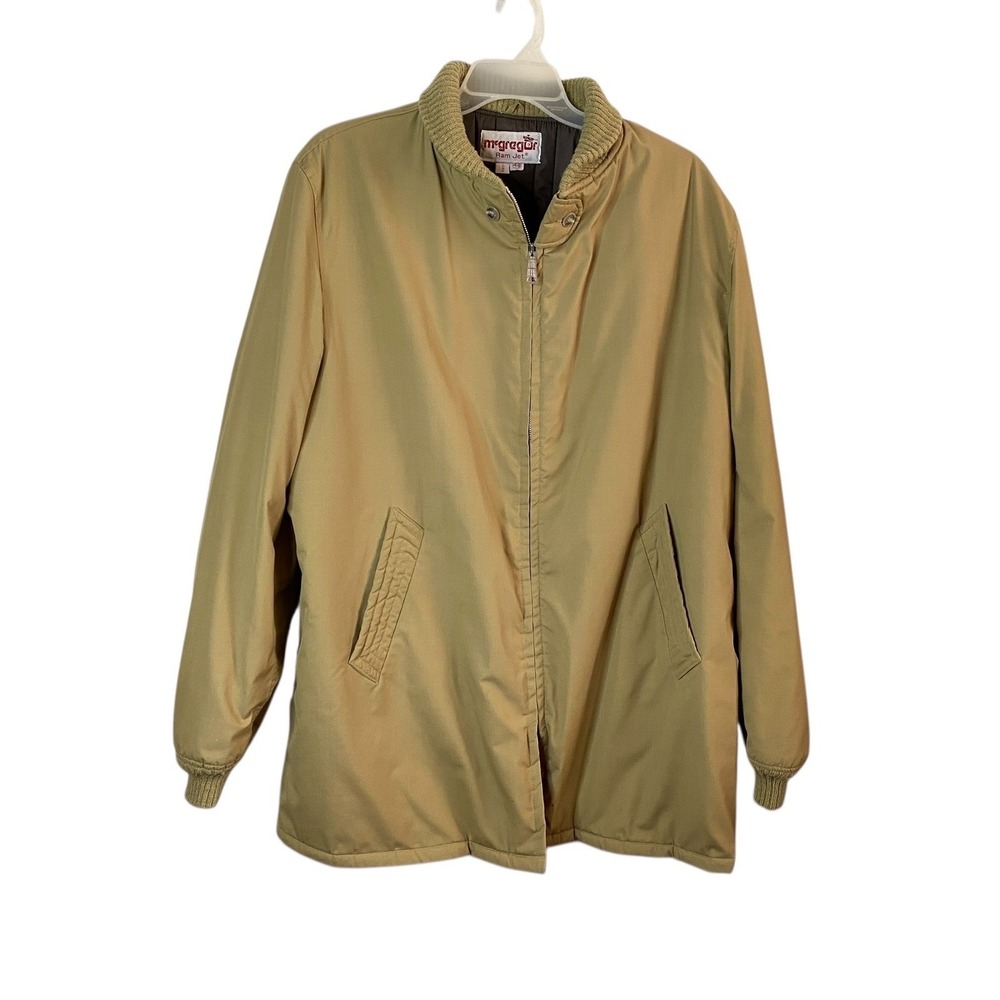 McGregor Ram Jet Jacket Vintage Mens Beige Tan Coat Quilted Size 48 - XL